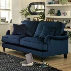 Habitat Matilda Velvet 3 Seater Sofa - Blue -Sofa Discount Store 8484233 R Z001C