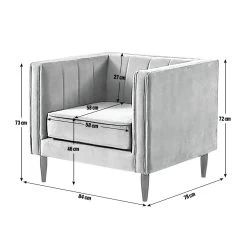 Habitat Vanessa Velvet Armchair - Grey 15 Habitat Vanessa Velvet Armchair - Grey -Sofa Discount Store 8595809 R Z020A