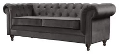 Habitat Chesterfield Velvet 3 Seater Sofa - Charcoal -Sofa Discount Store 8722809 R Z002A