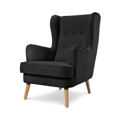 Habitat Callie Fabric Wingback Chair - Charcoal -Sofa Discount Store 8729651 R Z002A