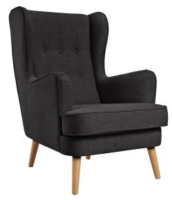 Habitat Callie Fabric Wingback Chair - Charcoal -Sofa Discount Store 8729651 R Z004A