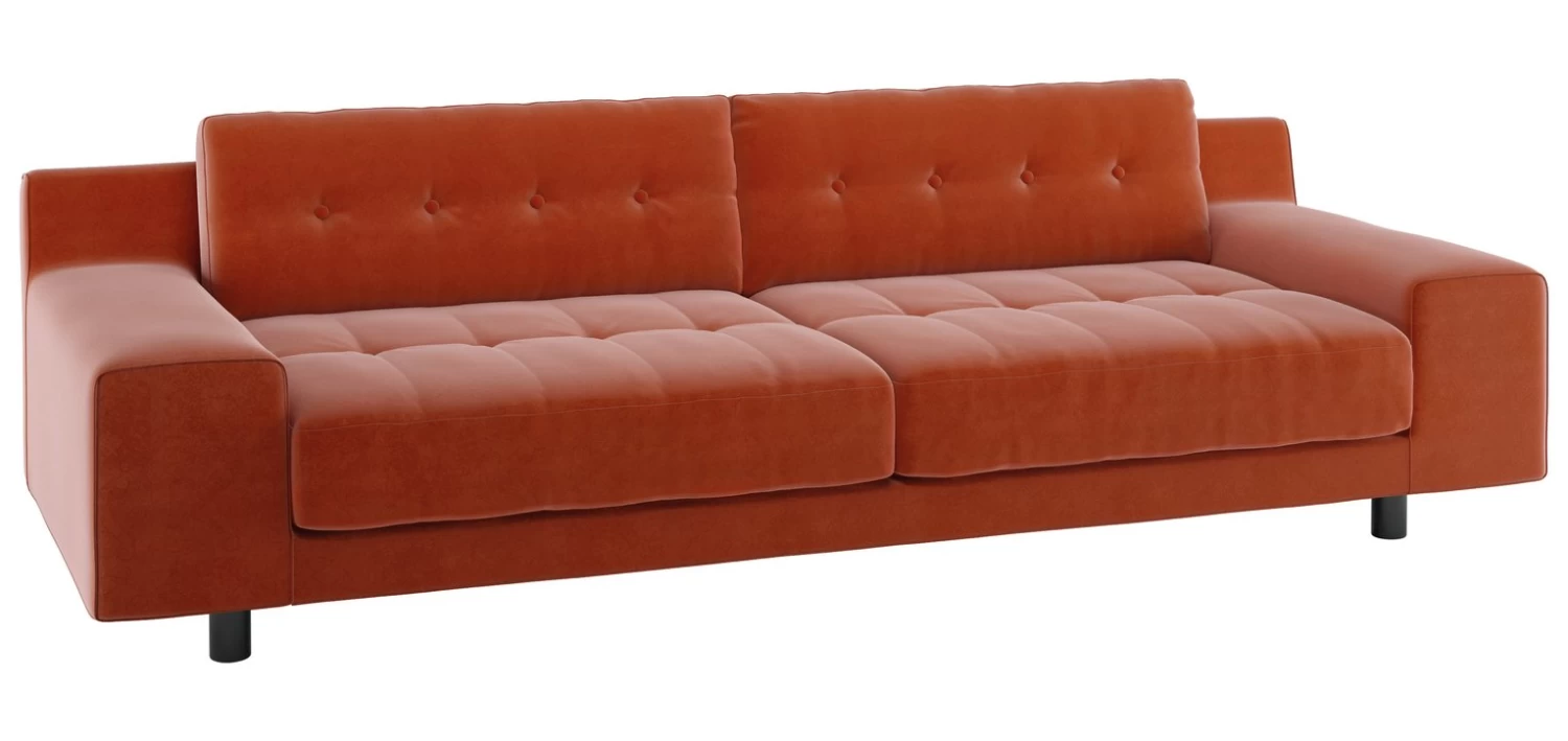 Habitat Hendricks Velvet 4 Seater Sofa - Orange 9 Habitat Hendricks Velvet 4 Seater Sofa - Orange - Image 7