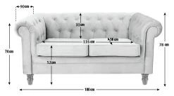 Habitat Chesterfield Velvet 2 Seater Sofa - Blue -Sofa Discount Store 8817109 R E001