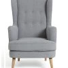 Habitat Callie Fabric Wingback Chair- Light Grey -Sofa Discount Store 8884950 R Z001A