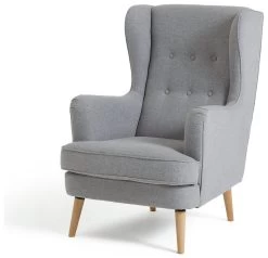 Habitat Callie Fabric Wingback Chair- Light Grey -Sofa Discount Store 8884950 R Z002A