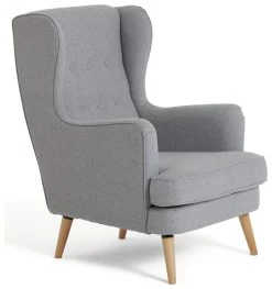 Habitat Callie Fabric Wingback Chair- Light Grey -Sofa Discount Store 8884950 R Z004A