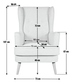 Habitat Callie Fabric Wingback Chair- Light Grey -Sofa Discount Store 8884950 R Z020A