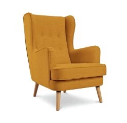 Habitat Callie Fabric Wingback Chair - Mustard -Sofa Discount Store 8887562 R Z002A