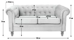 Habitat Chesterfield Velvet 2 Seater Sofa - Green -Sofa Discount Store 8889924 R E001