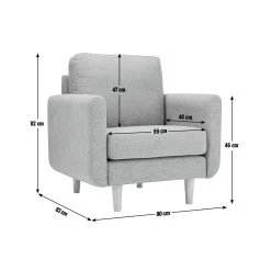 Habitat Remi Fabric Armchair In A Box - Light Grey -Sofa Discount Store 8896395 R Z020A
