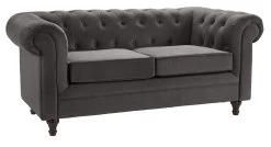 Habitat Chesterfield Velvet 2 Seater Sofa - Charcoal -Sofa Discount Store 8935782 R Z004A