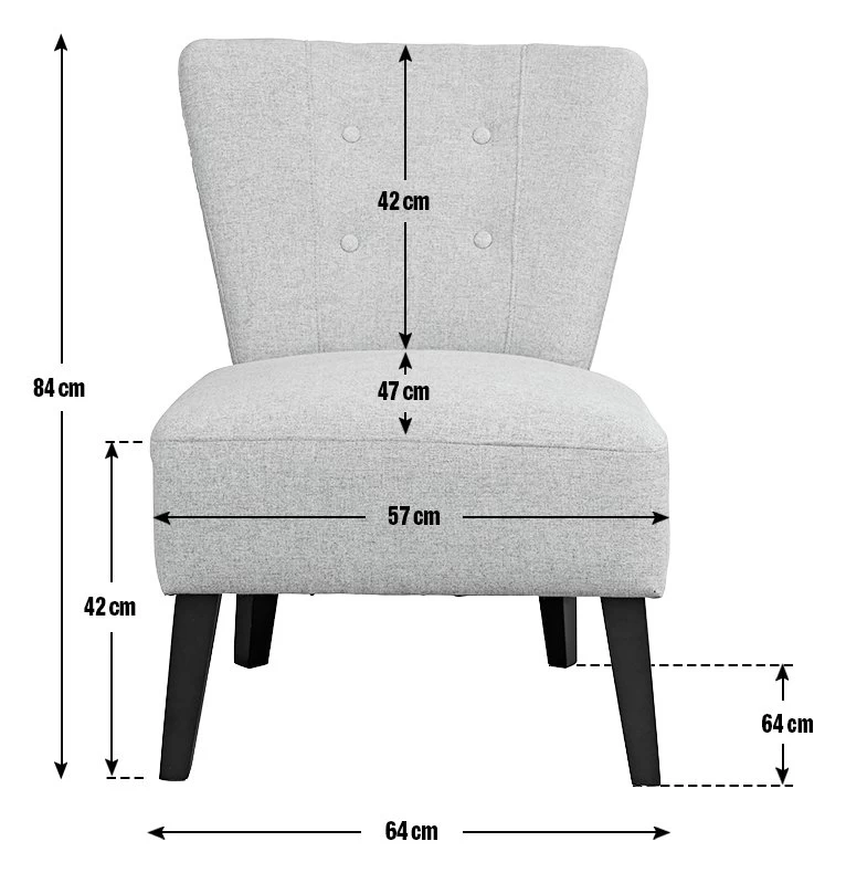 Habitat Delilah Fabric Cocktail Chair - Charcoal 6 Habitat Delilah Fabric Cocktail Chair - Charcoal - Image 4