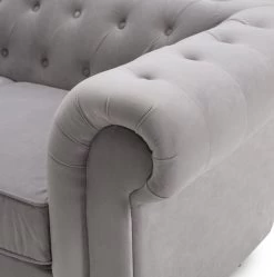 Habitat Chesterfield Velvet 2 Seater Sofa - Light Grey -Sofa Discount Store 8954914 R Z006A