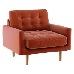 Habitat Fenner Velvet Fabric Armchair - Orange -Sofa Discount Store 8962982 R Z002A