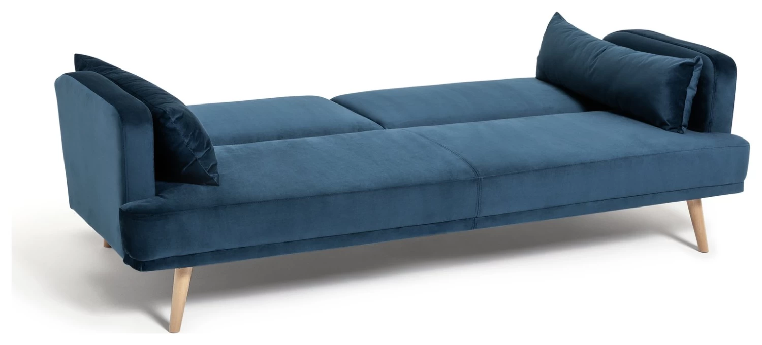 Habitat Andy 3 Seater Velvet Clic Clac Sofa Bed - Blue 7 Habitat Andy 3 Seater Velvet Clic Clac Sofa Bed - Blue - Image 5
