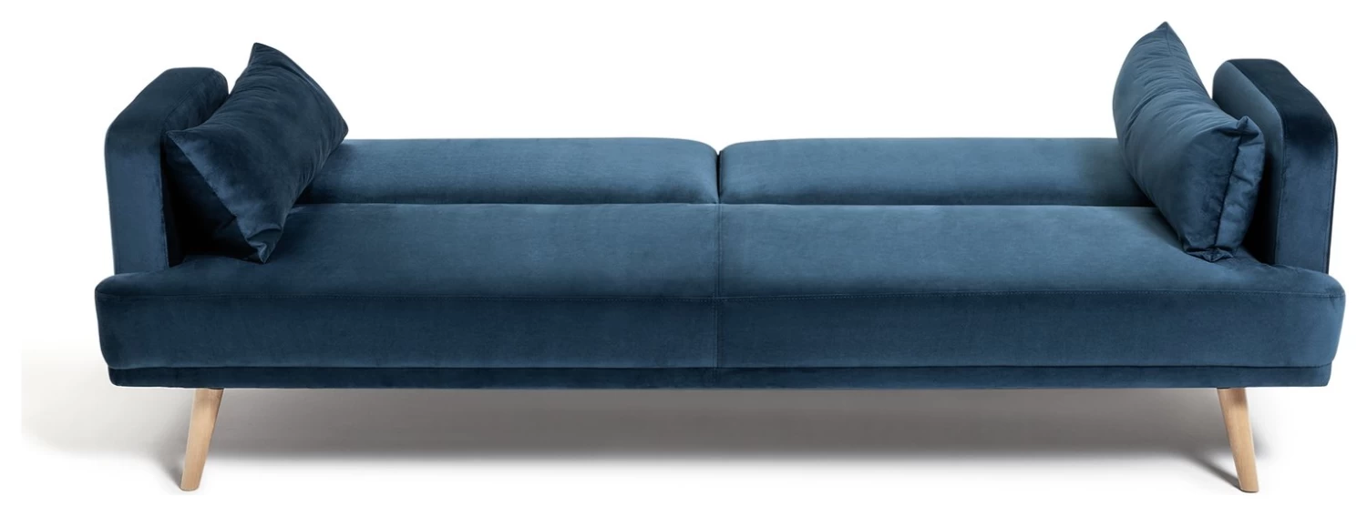 Habitat Andy 3 Seater Velvet Clic Clac Sofa Bed - Blue 9 Habitat Andy 3 Seater Velvet Clic Clac Sofa Bed - Blue - Image 7