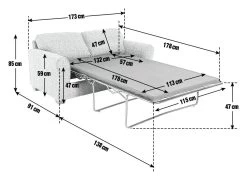 Habitat Lisbon Small Double Fabric Sofa Bed - Charcoal -Sofa Discount Store 9198786 R E001