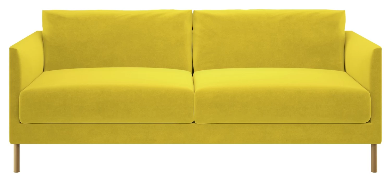 Habitat Hyde Velvet 3 Seater Sofa - Yellow 3 Habitat Hyde Velvet 3 Seater Sofa - Yellow