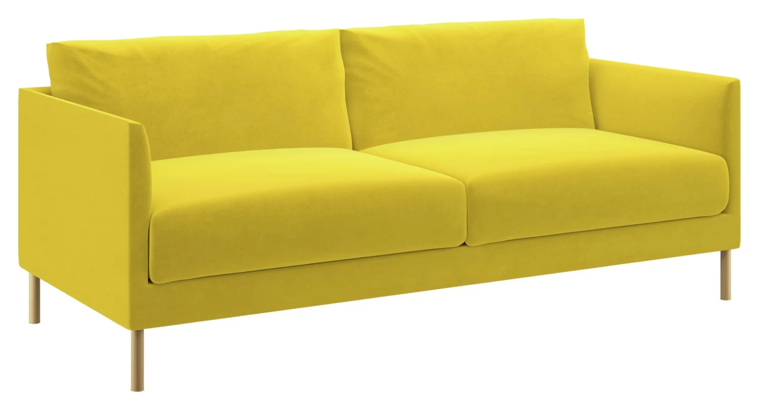 Habitat Hyde Velvet 3 Seater Sofa - Yellow 9 Habitat Hyde Velvet 3 Seater Sofa - Yellow - Image 7