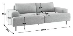 Habitat Julien Velvet 3 Seater Sofa - Grey -Sofa Discount Store 9301542 R E001