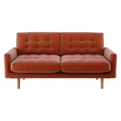 Habitat Fenner Velvet 2 Seater Sofa - Orange