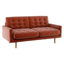 Habitat Fenner Velvet 2 Seater Sofa - Orange -Sofa Discount Store 9387119 R Z002A