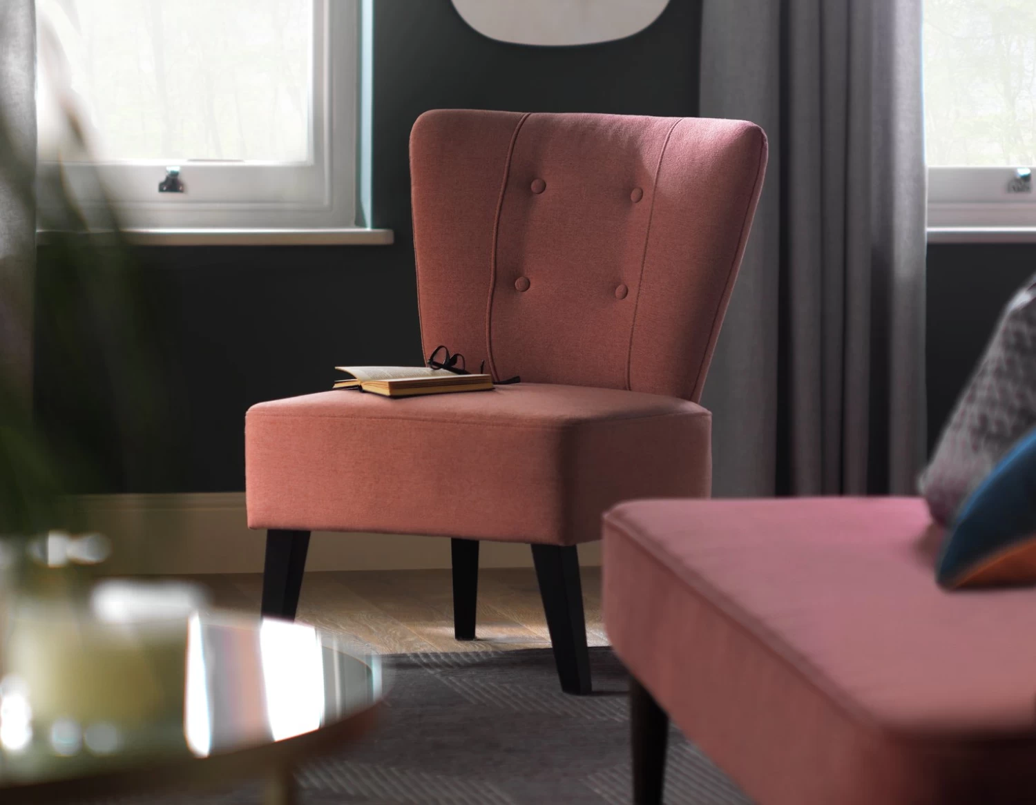 Habitat Delilah Fabric Cocktail Chair - Pink 5 Habitat Delilah Fabric Cocktail Chair - Pink - Image 3