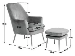 Habitat Celine Velvet Wingback Chair With Footstool-Charcoal 14 Habitat Celine Velvet Wingback Chair With Footstool-Charcoal -Sofa Discount Store 9401019 R E001