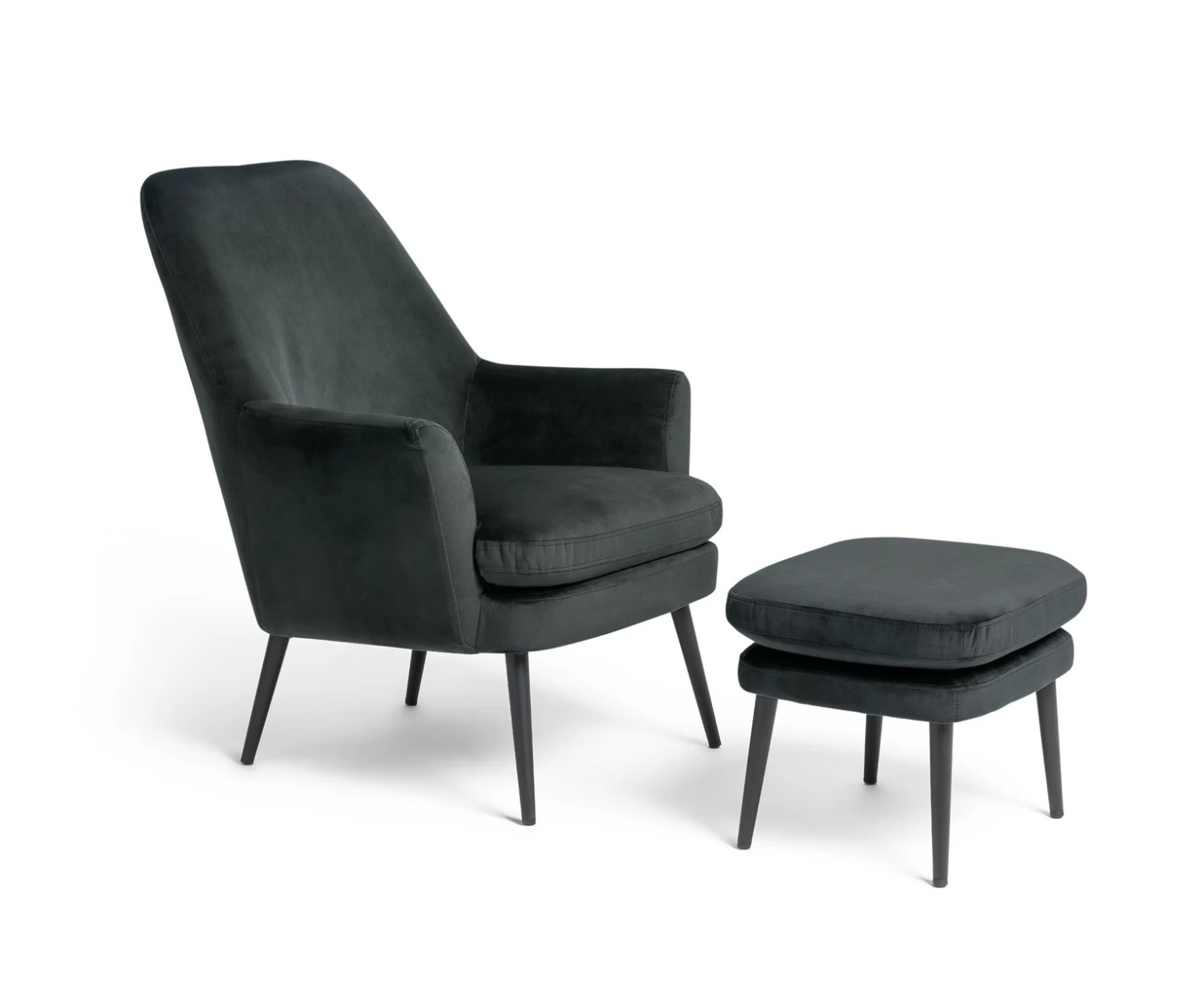 Habitat Celine Velvet Wingback Chair With Footstool-Charcoal 9 Habitat Celine Velvet Wingback Chair With Footstool-Charcoal - Image 7
