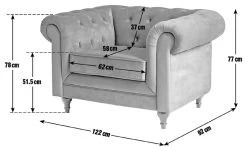 Habitat Chesterfield Velvet Armchair - Blue 15 Habitat Chesterfield Velvet Armchair - Blue -Sofa Discount Store 9449325 R E001