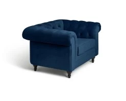Habitat Chesterfield Velvet Armchair - Blue 18 Habitat Chesterfield Velvet Armchair - Blue -Sofa Discount Store 9449325 R Z004A