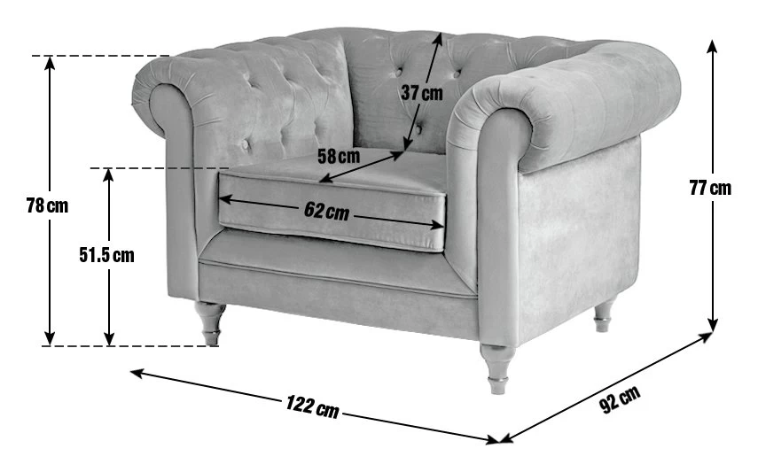 Habitat Chesterfield Velvet Armchair - Blue 12 Habitat Chesterfield Velvet Armchair - Blue - Image 10