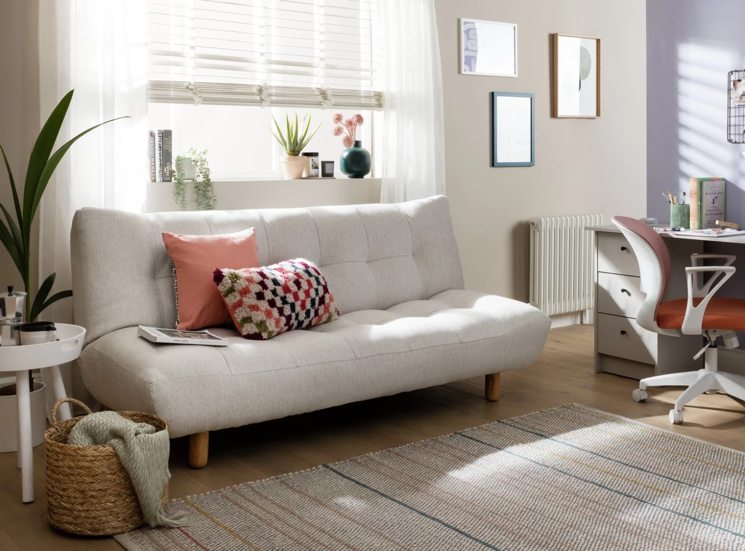 Habitat Kota 3 Seater Boucle Clic Clac Sofa Bed - Cream 11 Habitat Kota 3 Seater Boucle Clic Clac Sofa Bed - Cream - Image 9