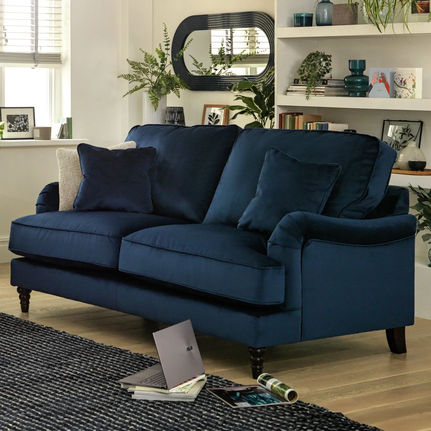Habitat Matilda Velvet 3 Seater Sofa - Light Blue 4 Habitat Matilda Velvet 3 Seater Sofa - Light Blue - Image 2