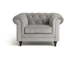 Habitat Chesterfield Velvet Armchair - Light Grey