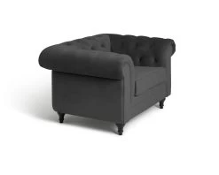 Habitat Chesterfield Velvet Armchair - Charcoal -Sofa Discount Store 9522929 R Z004A