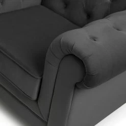 Habitat Chesterfield Velvet Armchair - Charcoal -Sofa Discount Store 9522929 R Z006A