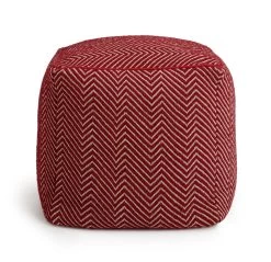 Kaikoo Durrie Cotton Footstool - Red & White