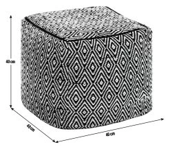 Kaikoo Durrie Cotton Footstool - Black & White 8 Kaikoo Durrie Cotton Footstool - Black & White -Sofa Discount Store 9619753 R E001