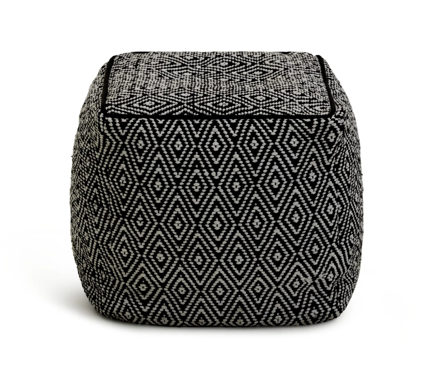 Kaikoo Durrie Cotton Footstool - Black & White 3 Kaikoo Durrie Cotton Footstool - Black & White