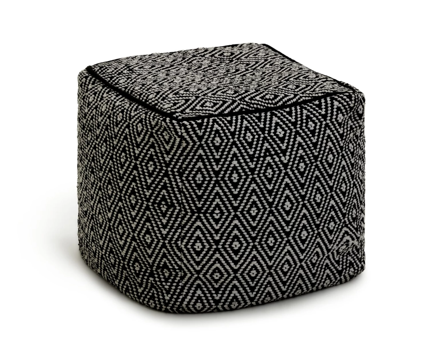 Kaikoo Durrie Cotton Footstool - Black & White 6 Kaikoo Durrie Cotton Footstool - Black & White - Image 4